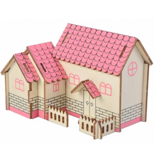Конструктор: Сборная деревянная модель "Пурпурный домик" 3D